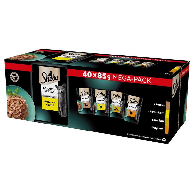Alimentación Húmeda Para Gatos Sheba Delicacy Sabores De Aves En Jalea 40x85 G