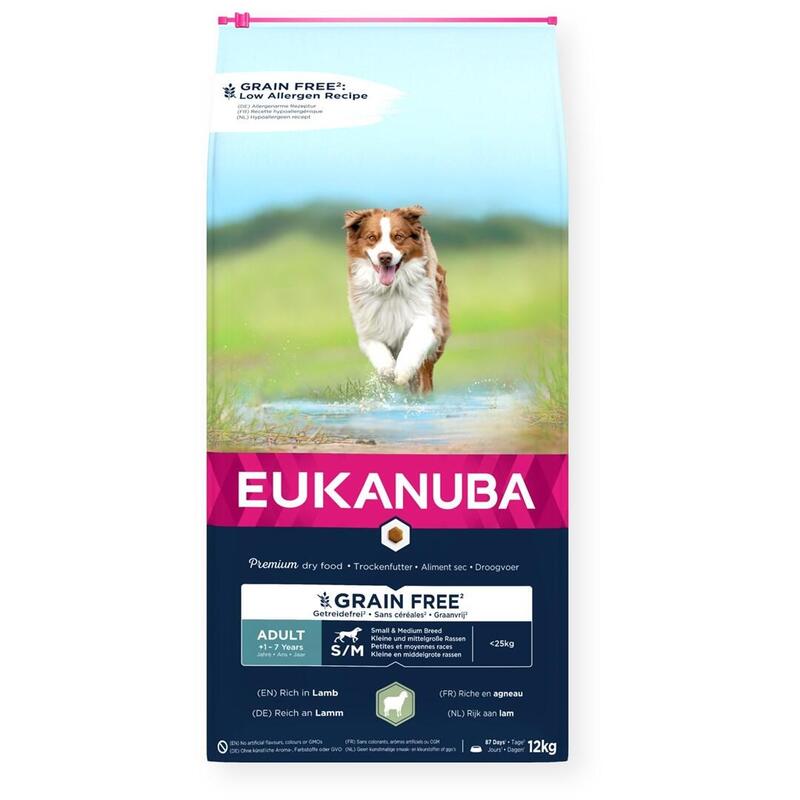 Alimento Seco Para Perros Eukanuba Grain Free Adult Small&Medium Lamb 12kg