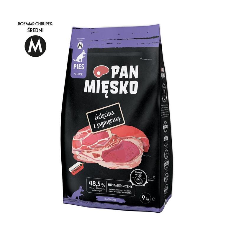 Alimento Seco Para Perros Pan Miesko Ternera Con Cordero Senior Croquetas M 9kg