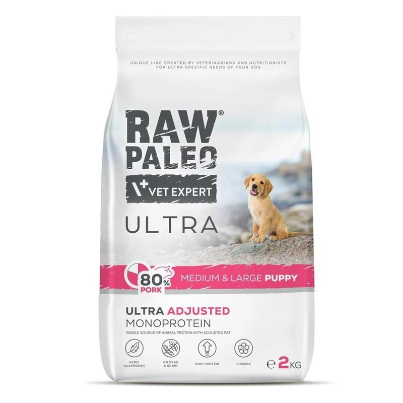 Alimento Seco Para Perros Raw Paleo Ultra Pork Medium & Large Puppy 2kg