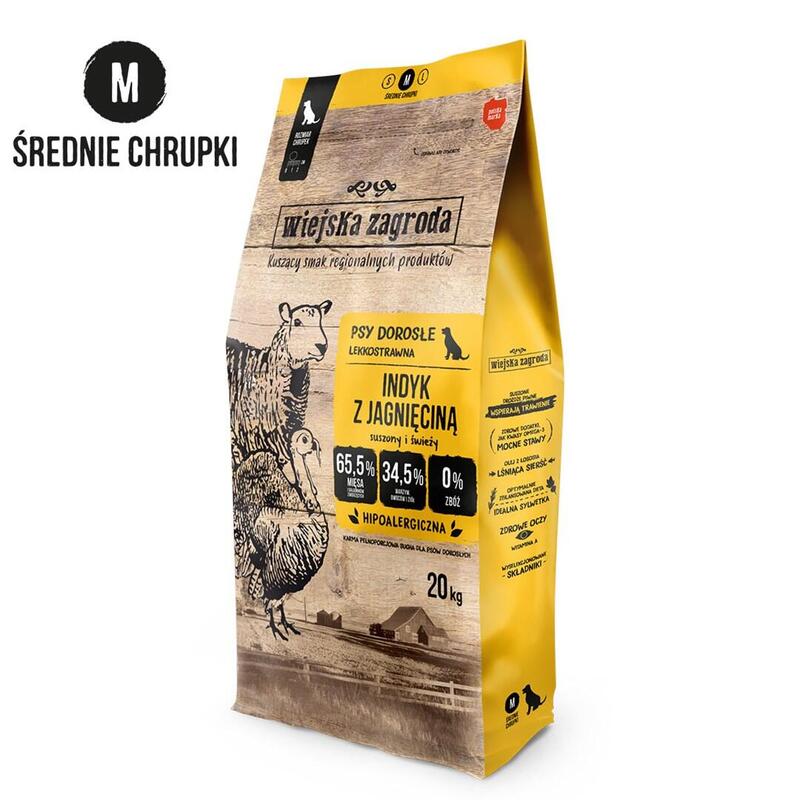 Alimento Seco Para Perros Wiejska Zagroda Pavo Con Cordero M 20kg