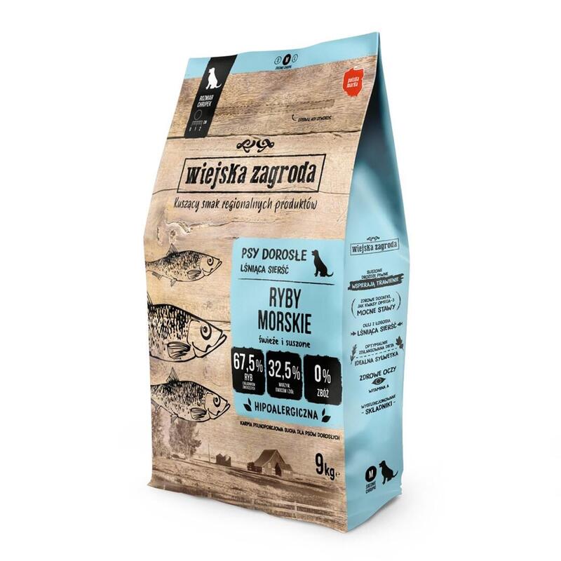Alimento Seco Para Perros Wiejska Zagroda Pescado De Mar Crujiente M 9 Kg