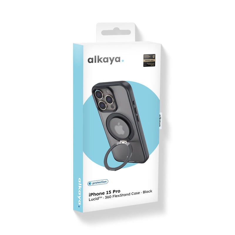 Alkaya Lucid 360 Flexstand Funda Con Magsafe Para Iphone 15 Pro Negro