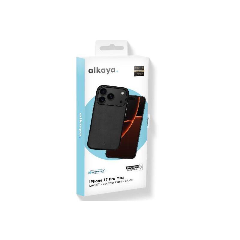 Alkaya Lucid Handy Schutzhülle Leather Funda F. Magsafe Iphone 17pro Max Negro