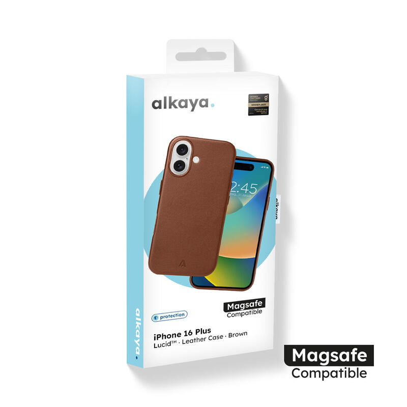 Alkaya Lucid Magsafe Handy Schutzhülle Leder Iphone 16 Plus Braun