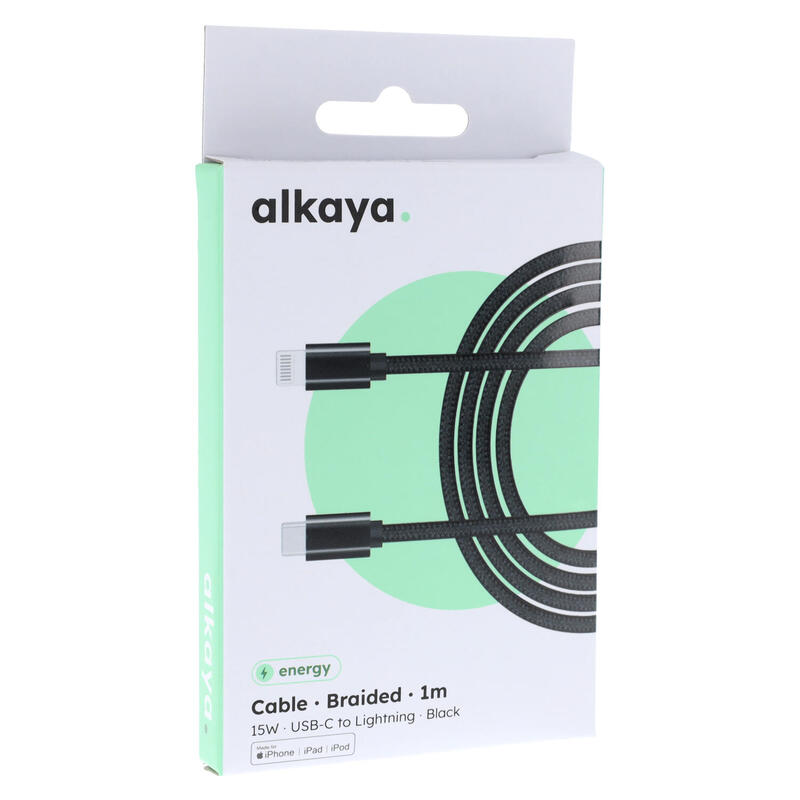 Alkaya Speed Flex Cable De Datos Geflochten 15w, 1m Negro