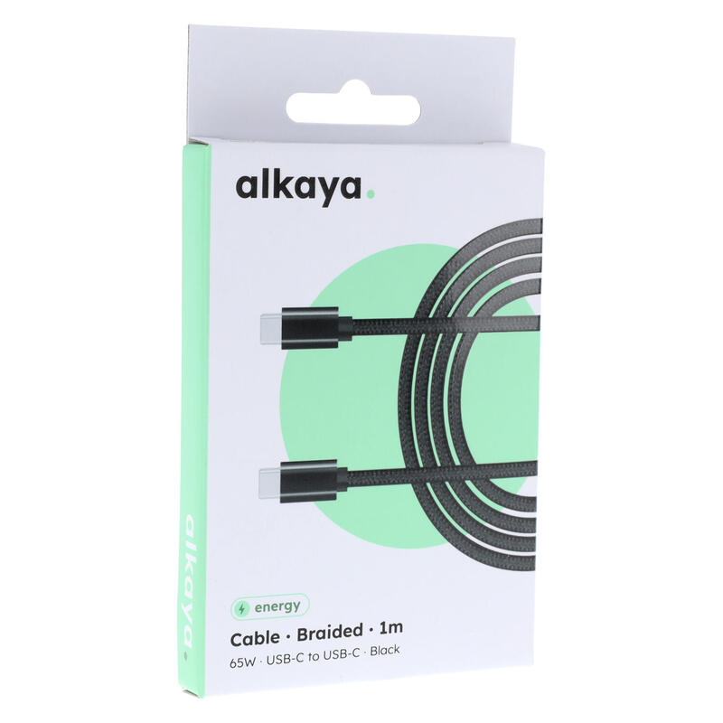 Alkaya Speed Flex Cable De Datos Geflochten 65w, 1m Negro