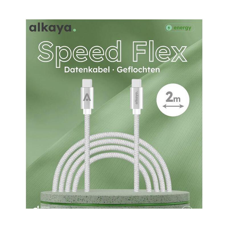 Alkaya Speed Flex Cable Usb-C A Usb-C 2 M Blanco