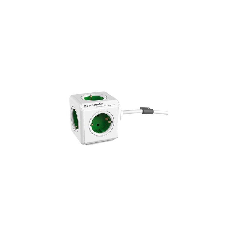 Allocacoc Powercube Extendido Incl. 1,5 M Cable Verde Tipo F