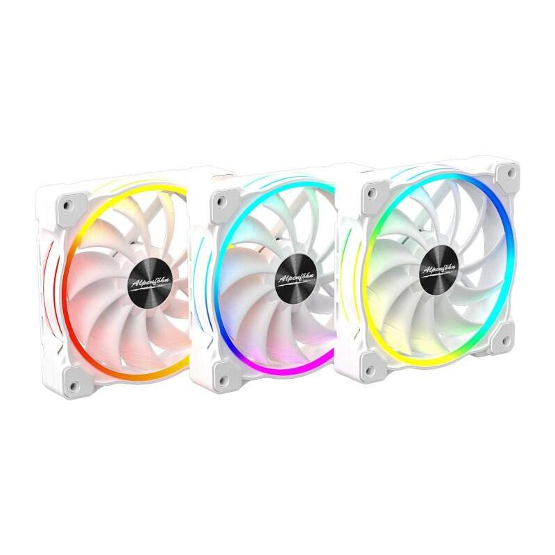 Alpenfohn Wing Boost 3 White 120mm Addressable Rgb High Speed Pwm Fan - Triple