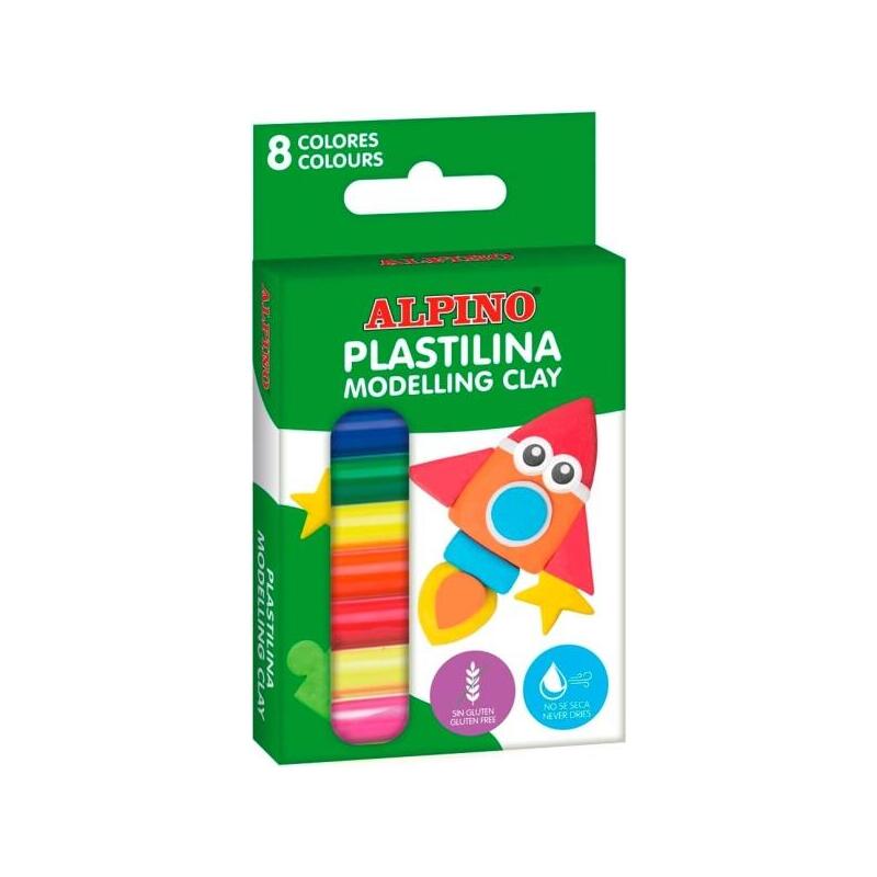 Alpino Pack Con 8 Barras De Plastilina 12gr - Muy Flexible - Pueden Mezclarse - Sin Gluten - Colores Surtidos