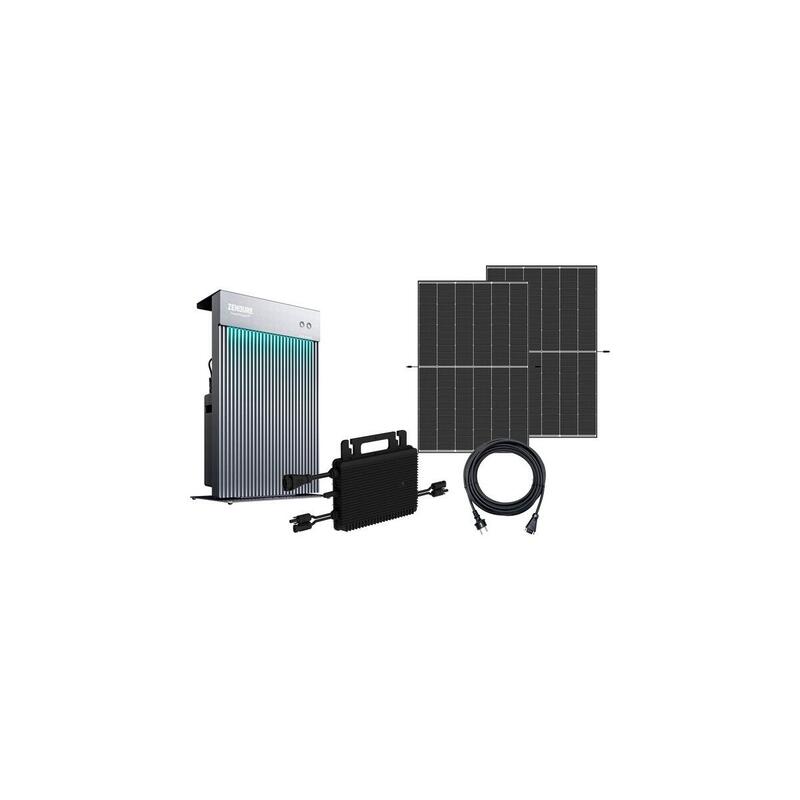 Conjunto De Planta De Energía Alternativa Para Balcón W-Bkw800/880_4 Marco Negro + Solarflow Aio Incl. Hms-800w-2t Wifi, Zendure Aio 2400 All-In-One Bkw800_4_sfai_wave