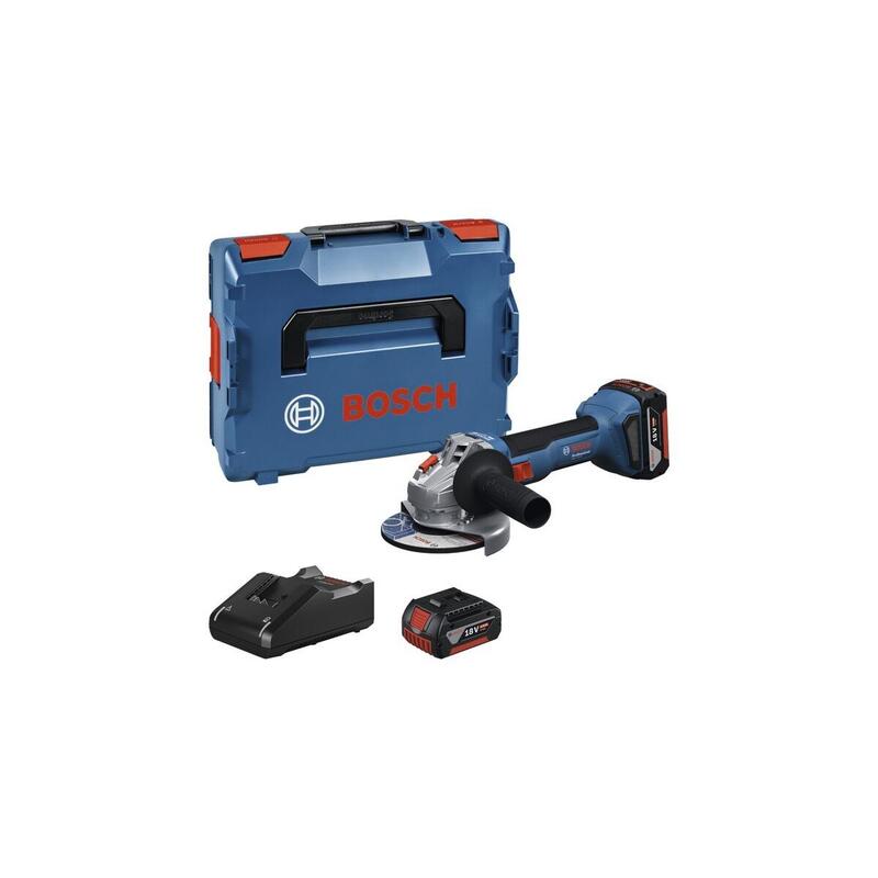 Amoladora Angular A Batería Bosch Professional Gws 18v-8 Professional, 18 Voltios Azul/Negro, 2 Baterías De Iones De Litio De 5,0 Ah, En L-Boxx 06019n9003