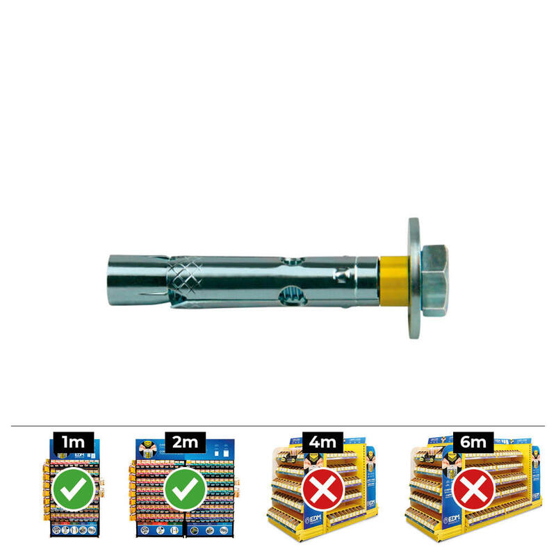 Anclaje Dynabolt Tornillo Zincado M8 Ø10 X 60 Mm, Caja 20 Uds