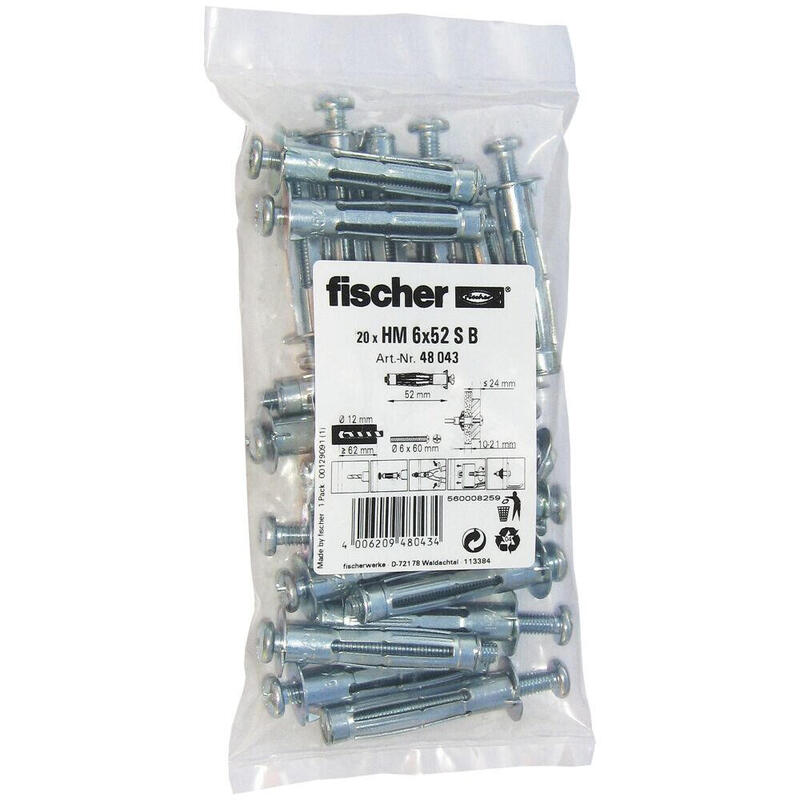 Anclaje Fischer Metálico Para Cavidades Hm 6x52 Sb 48043