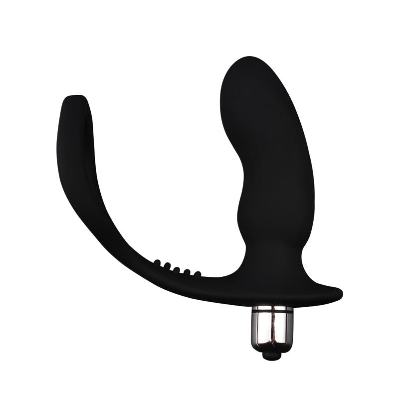 Anillo Para El Pene Con Plug Anal Negro