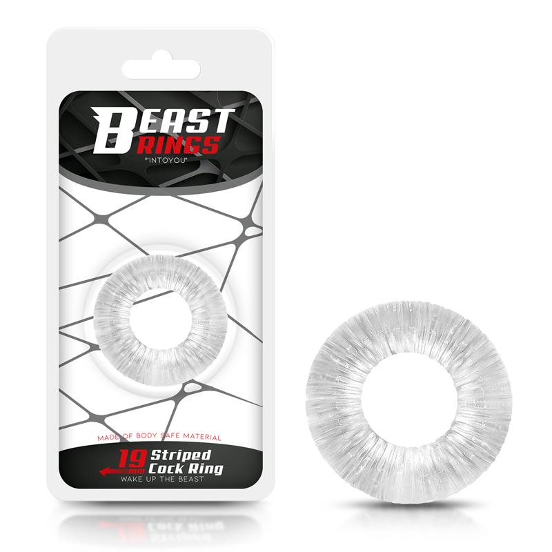 Anillo Para El Pene Striped Súper Flexible 1.9 Cm Transparente