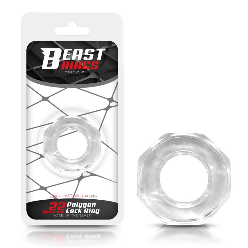 Anillo Para El Pene Súper Flexible Poligonal 2.2 Cm Transparente