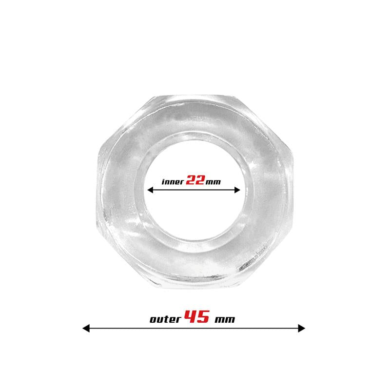 Anillo Para El Pene Súper Flexible Poligonal 2.2 Cm Transparente