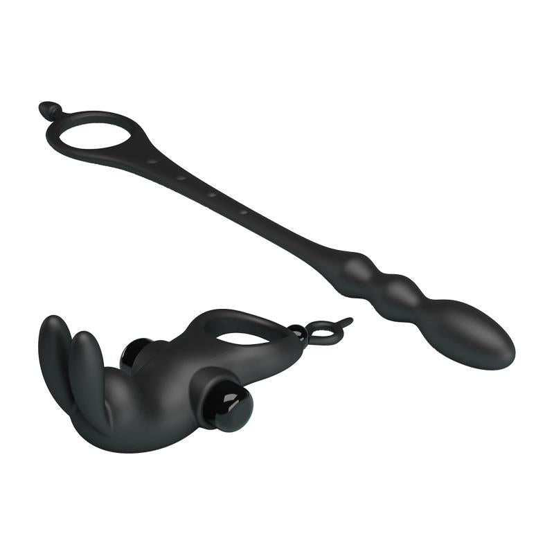 Anillo Vibrador Con Cadena Anal Desmontable