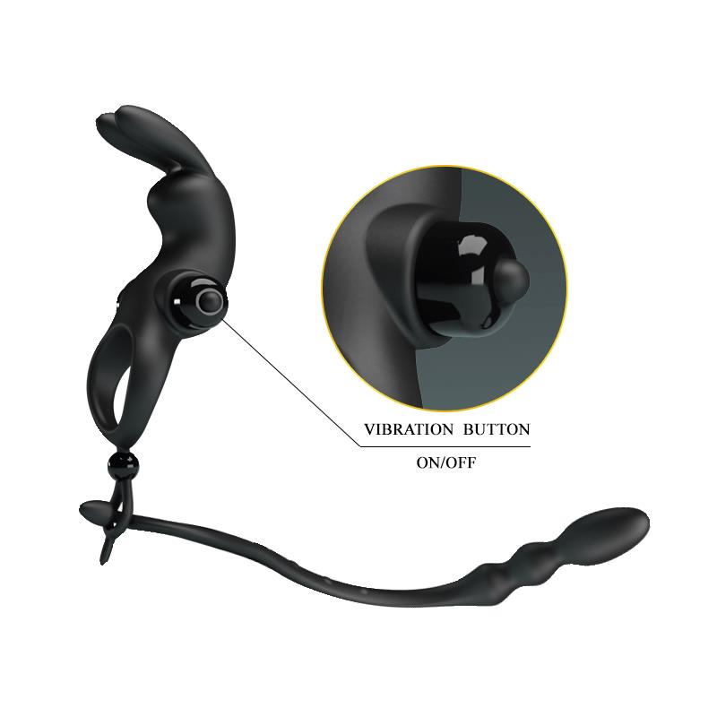 Anillo Vibrador Con Cadena Anal Desmontable