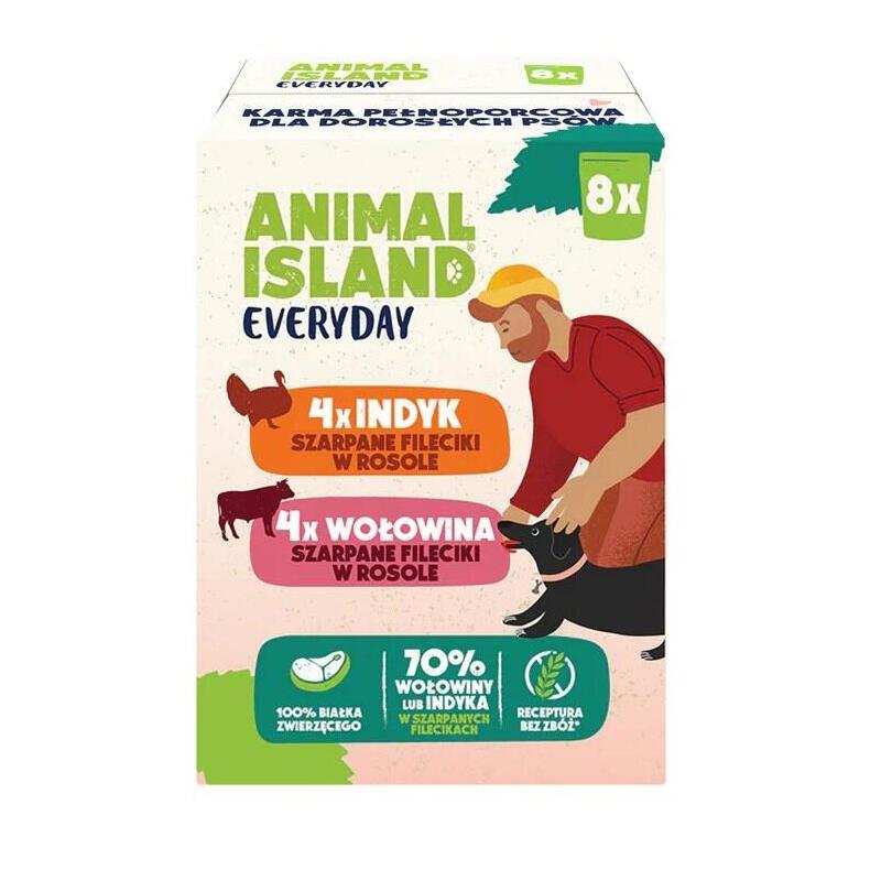 Animal Island Indyk/Wolowina Saszetki Para Perro 8x150g