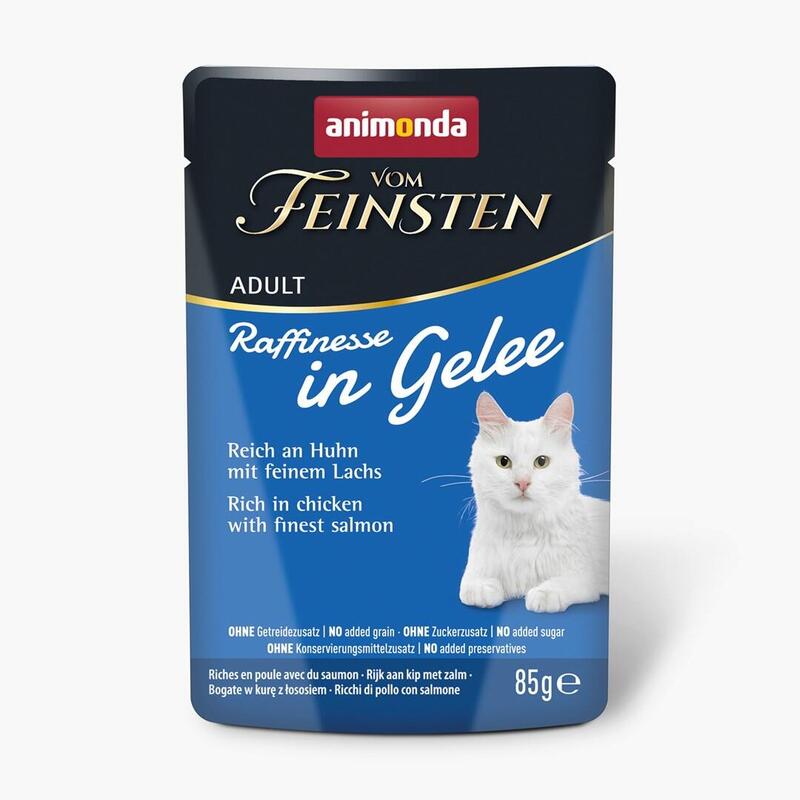 Animonda Vom Feinsten Adult Raffinesse En Gelatina Rica En Pollo Con Salmón - Comida Húmeda Para Gatos - 85g