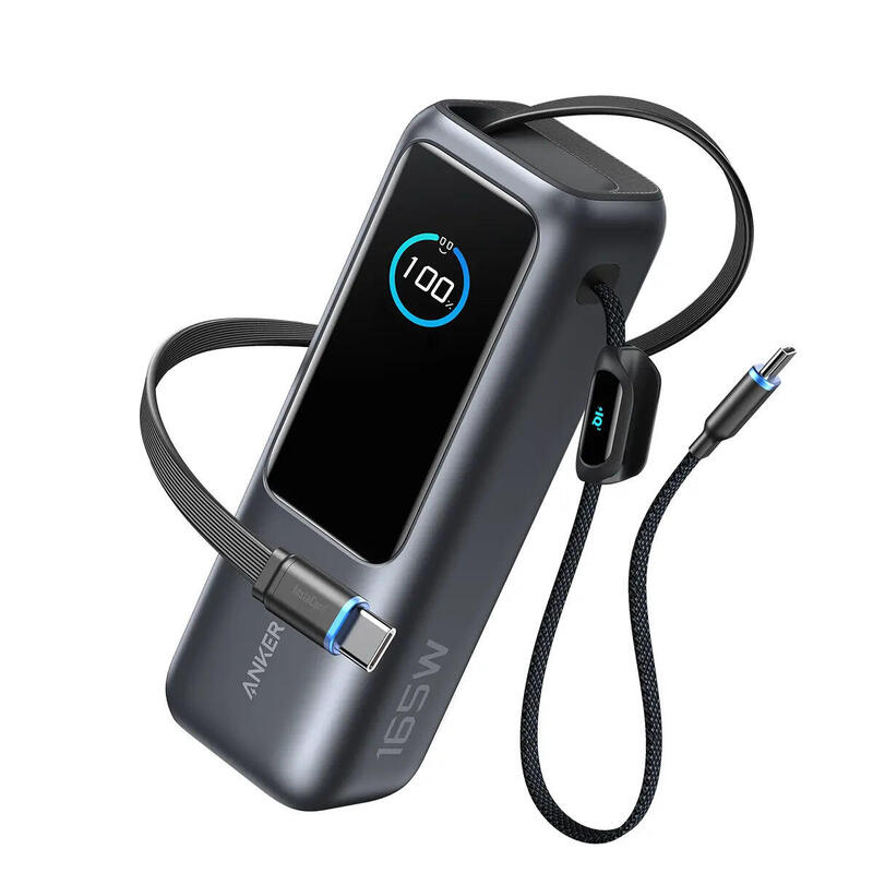 Anker Powerbank 25.000mah 165w 3x 100w Usb-C 1x Usb-A Mit Smart Display Zwei Integrierte Ladecable Schwarz