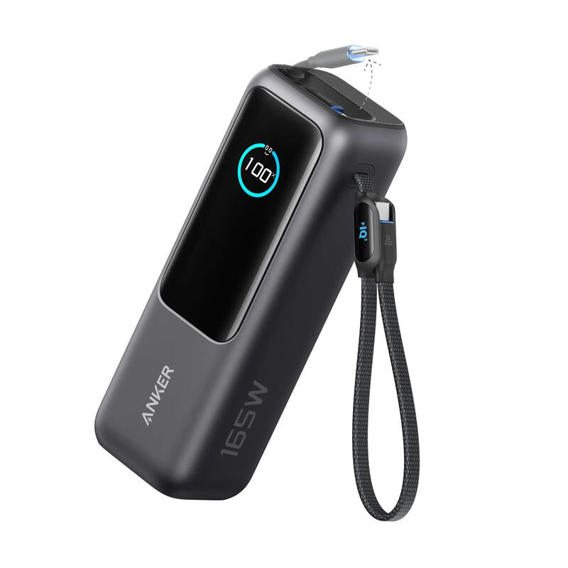 Anker Powerbank 25.000mah 165w 3x 100w Usb-C 1x Usb-A Mit Smart Display Zwei Integrierte Ladecable Schwarz