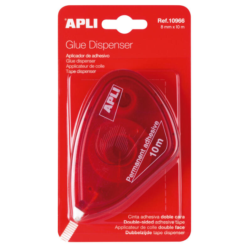 Apli Aplicador Adhesivo Doble Cara 8mm X 10m - Facil De Usar - Adhesivo Fuerte - Ideal Para Manualidades Y Proyectos