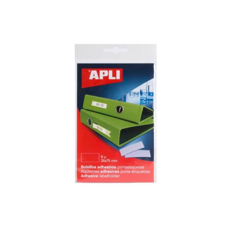 Apli Bolsillos Adhesivos Portaetiquetas 35x75mm Bolsa De 8 Transparente