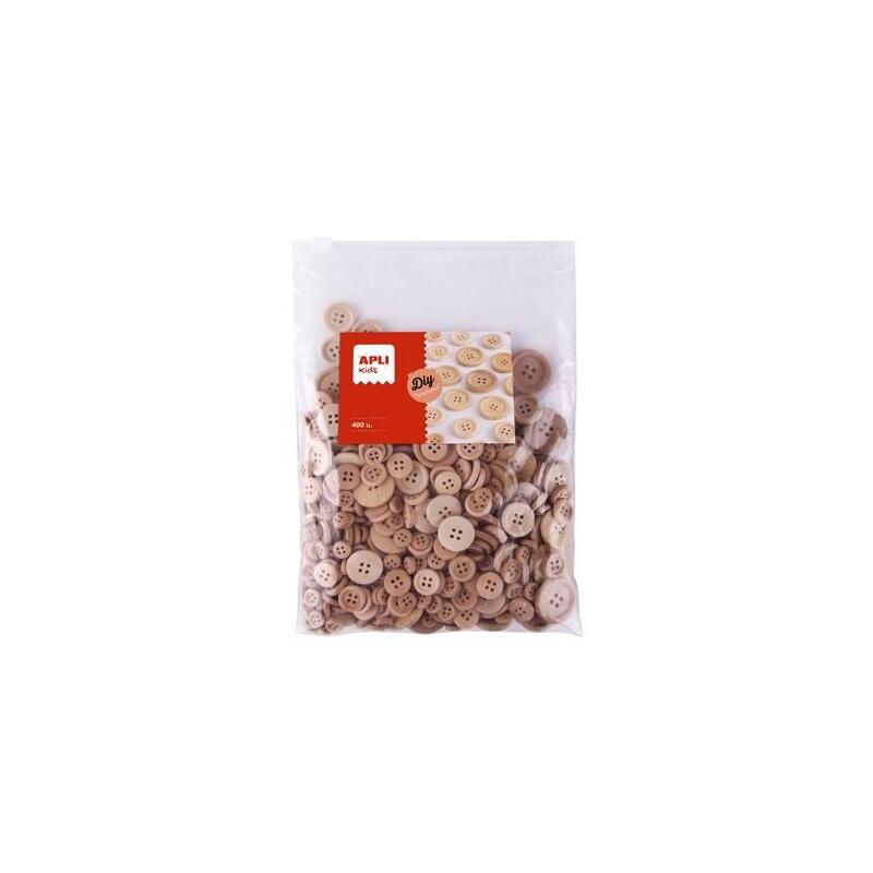 Apli Botones Varios Tamaños Bolsa De 400 Color Natural +4 Años