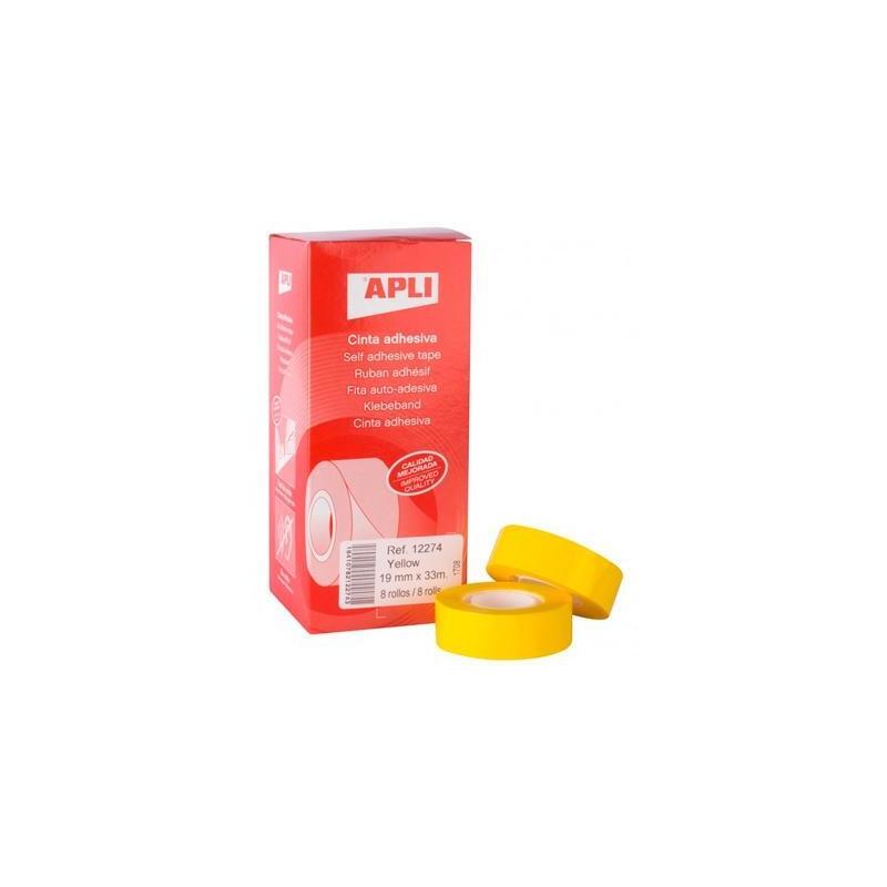 Apli Cinta Adhesiva Silenciosa Rollo 19mm X 33m Pp Caja 8u Amarillo