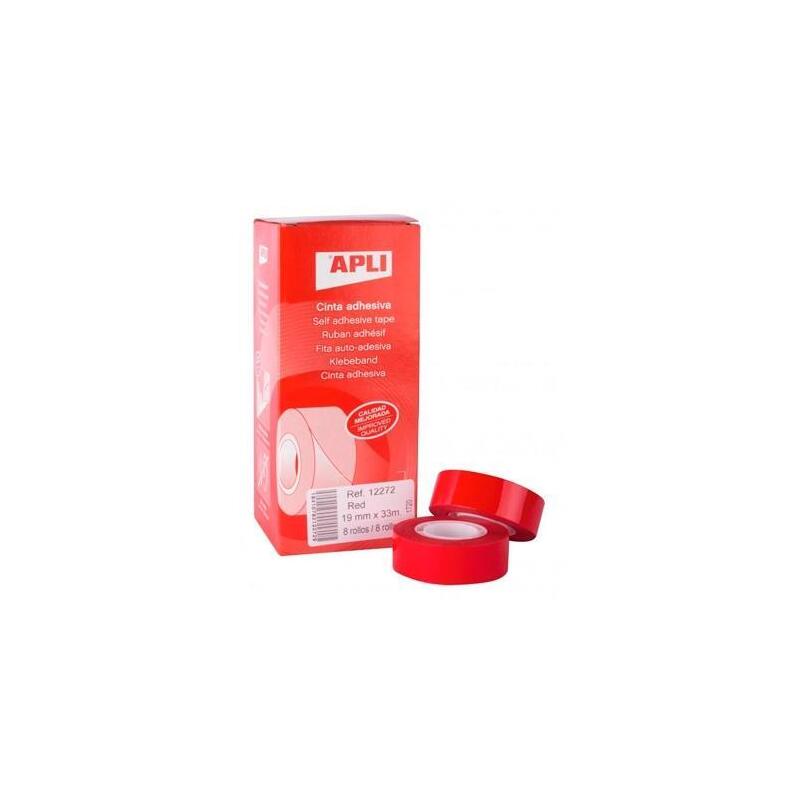 Apli Cinta Adhesiva Silenciosa Rollo 19mm X 33m Pp Caja 8u Rojo