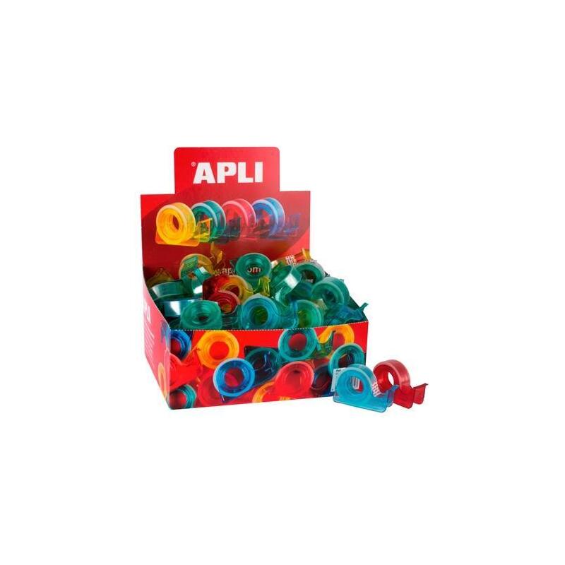 Apli Cinta Adhesiva Transparente Rollo 15mm X 10m C/Dispensador Expositor 60u C/Surtidos