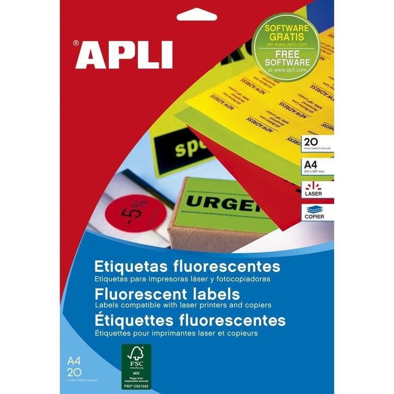 Apli Etiquetas Adhesivas 38,1x21,2mm Láser C/Romos 65 X 20h Amarillo Fluorescente