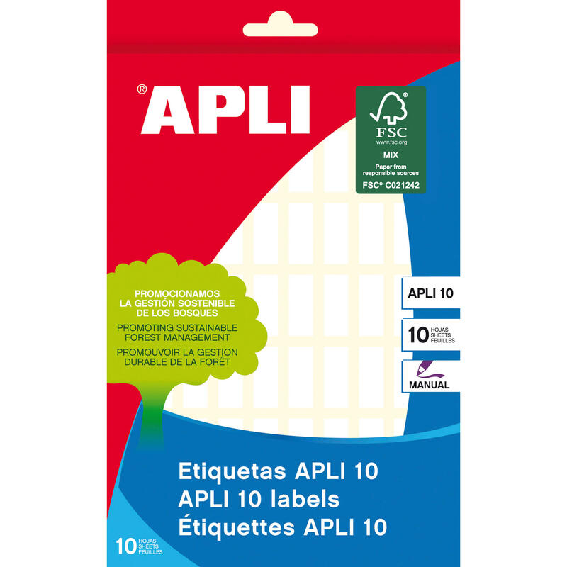 Apli Etiquetas Adhesivas 8x20mm Escritura Manual C/Romos 70 X 10h Blanco