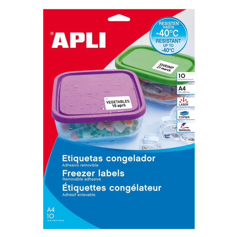Apli Etiquetas Blancas Especial Congelador 38.1 X 21.2mm 10 Hojas