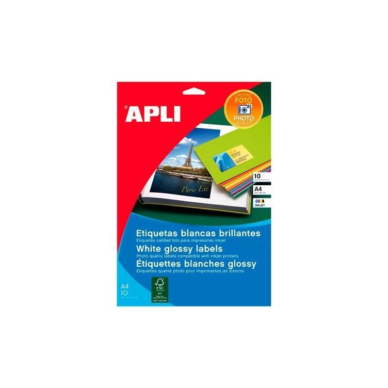 Apli Etiquetas Blanco Para Inkjet Calidad Foto / 199,6 X 289,1mm / Cantos Romos - 10 Hojas-