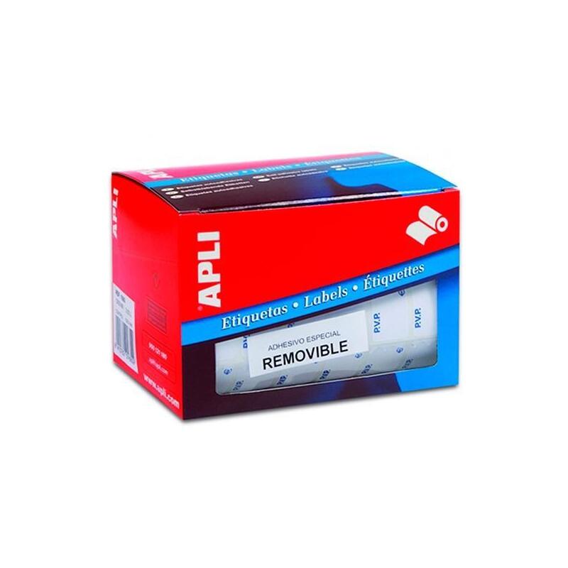 Apli Etiquetas Removibles Para Precios Impresas "Pvp" 16x22mm Escritura Manual Rollo De 2520 Blanco