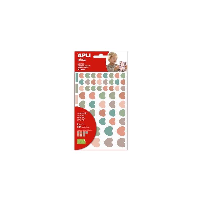 Apli Gomets Corazones Nordik Removibles 624u 6 Hojas C/Surtidos