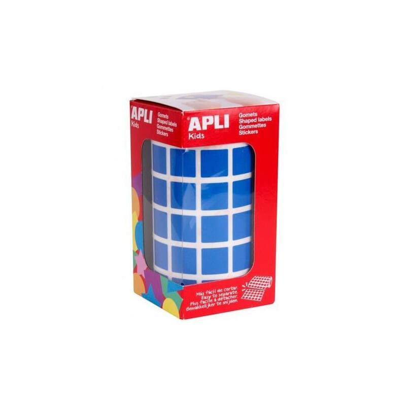Apli Gomets Cuadrados 15mm Rollo Azul -Rollo 2832 Unidades-