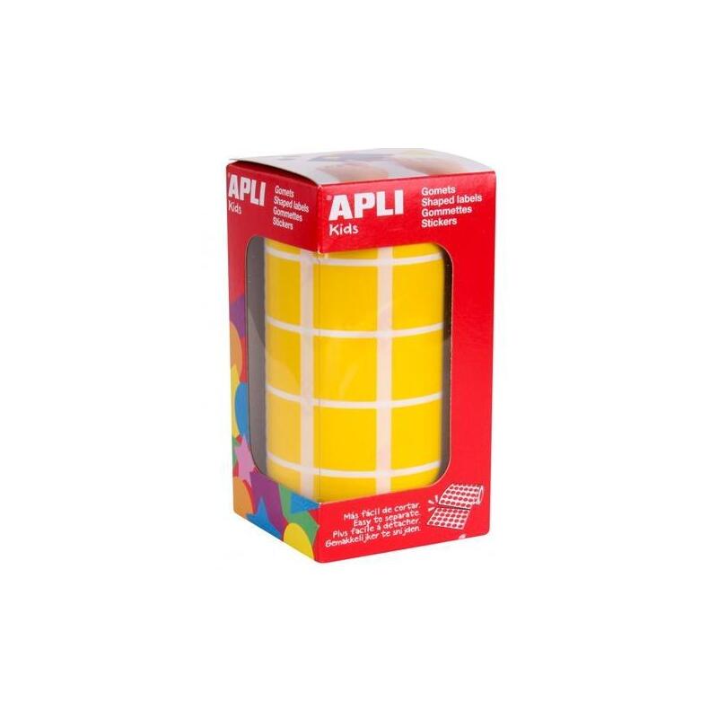 Apli Gomets Cuadrados 20mm Rollo Amarillo -Rollo 1770 Unidades-