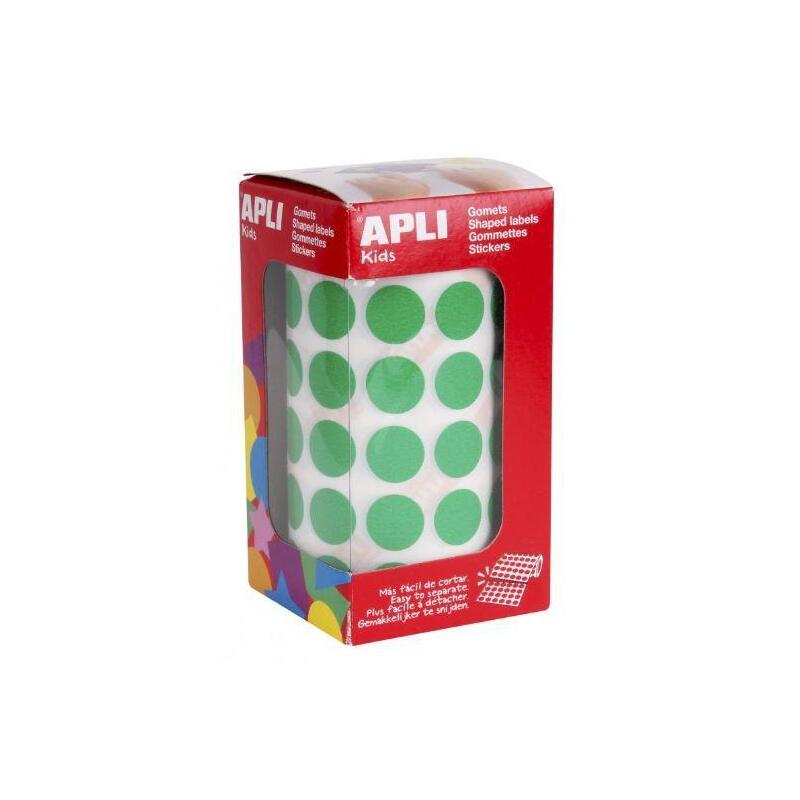Apli Gomets Redondos 10,5mm Rollo Verde -Rollo 5192 Unidades-