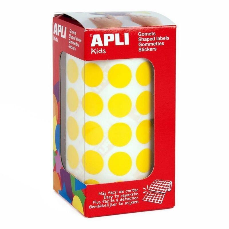 Apli Gomets Redondos 15mm Rollo Amarillo -Rollo 2832 Unidades-