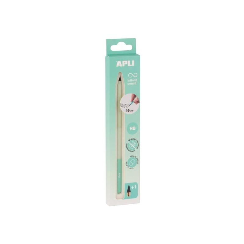 Apli Infinite Pencil Nordik Pack De Lapiz Infinito Hb + Mina De Recambio + Tapon Protector - Para Escribir Hasta 16km -