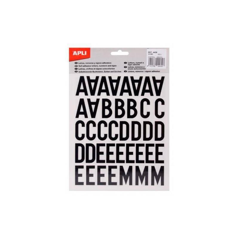 Apli Letras Adhesivas Mayúsculas 30mm 4 Hojas Negro