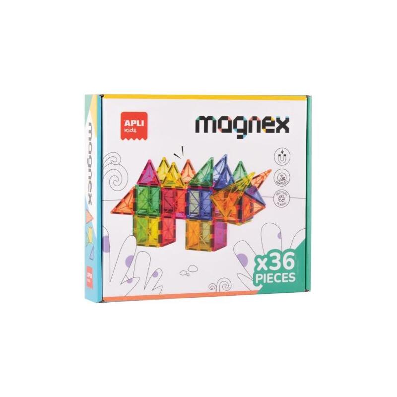 Apli Magnex Juego De Construccion Magnetico - 36 Piezas Geometricas - Recomendado Para Niã±Os A Partir De 3 Aã±Os