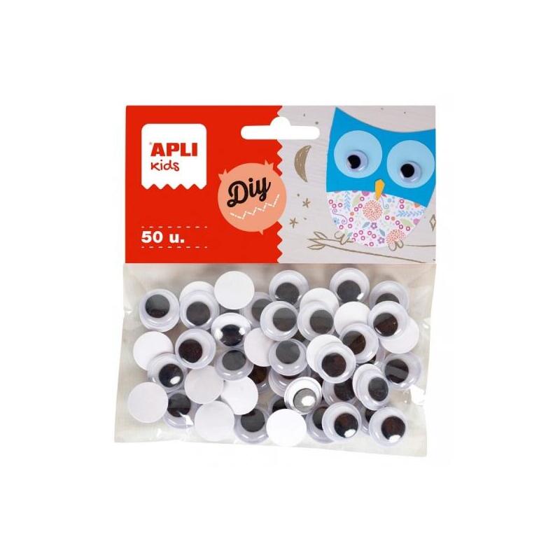 Apli Ojos Moviles Adhesivos Redondos - Gran Adhesion - Versatiles Para Manualidades - Ideal Para Escuelas Y Talleres