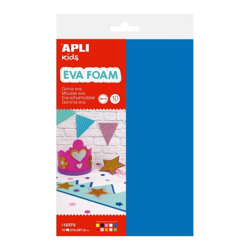 Apli Pack De 10 Goma Eva Multicolor A4 - Grosor 2 Mm - Impermeable - Moldeable Al Calor - Colores Surtidos
